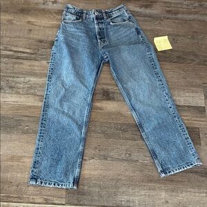 Zara Womens Blue Relaxed Mid Rise  Straight Jeans Size 24